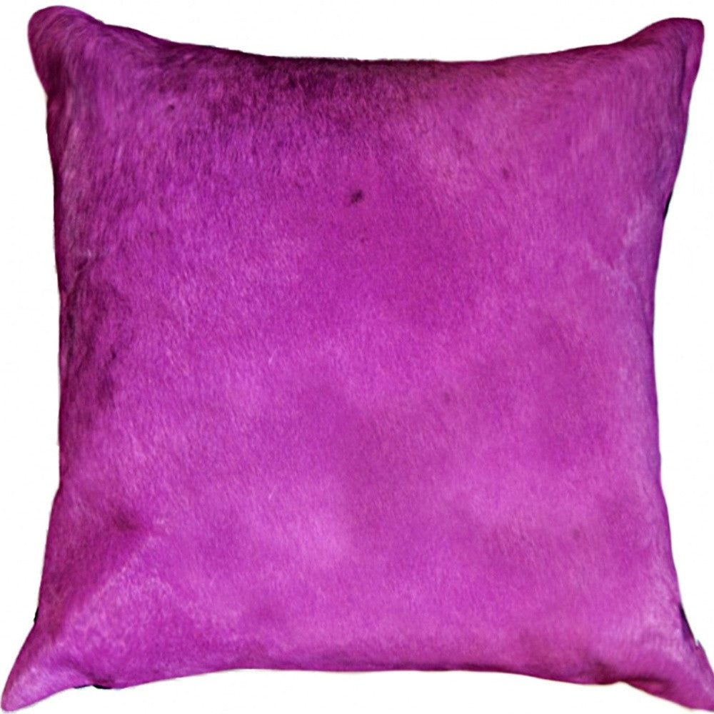 18" Purple Cowhide Cowhide Throw Pillow