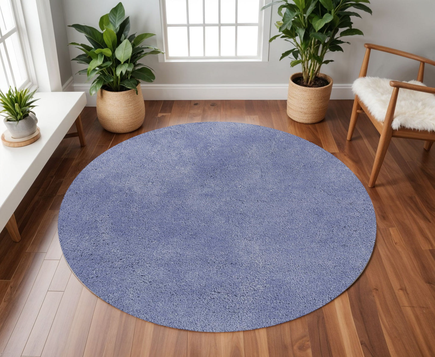 8' Purple Hand Woven Round Rug