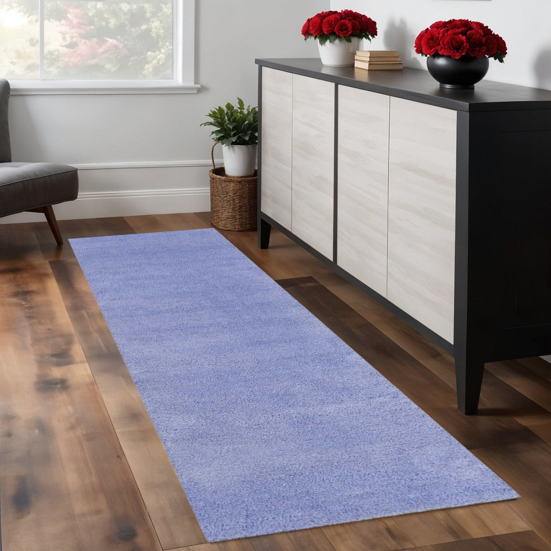8' Purple Hand Woven Runner Rug