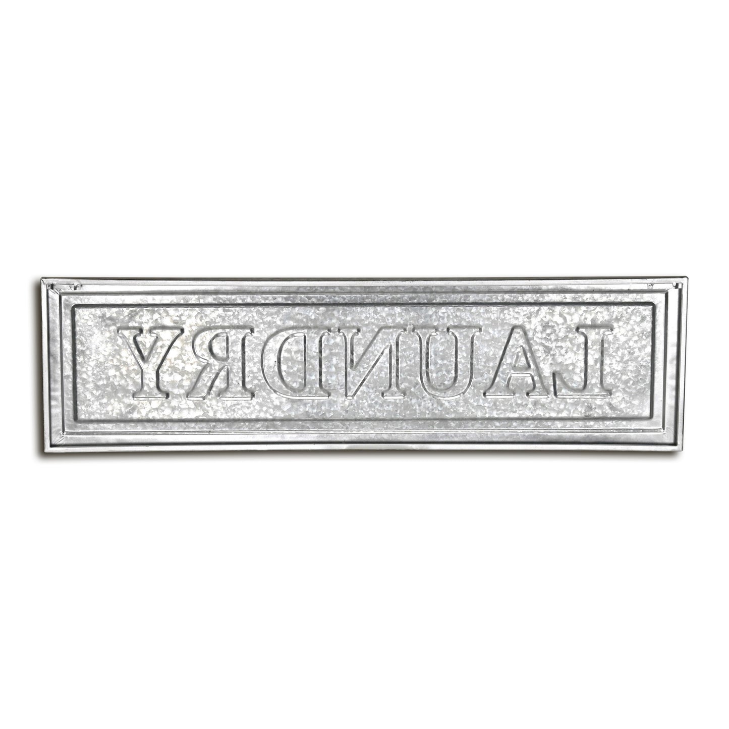 10" X 36" Gray Laundry Galvanized Metal Wall Decor