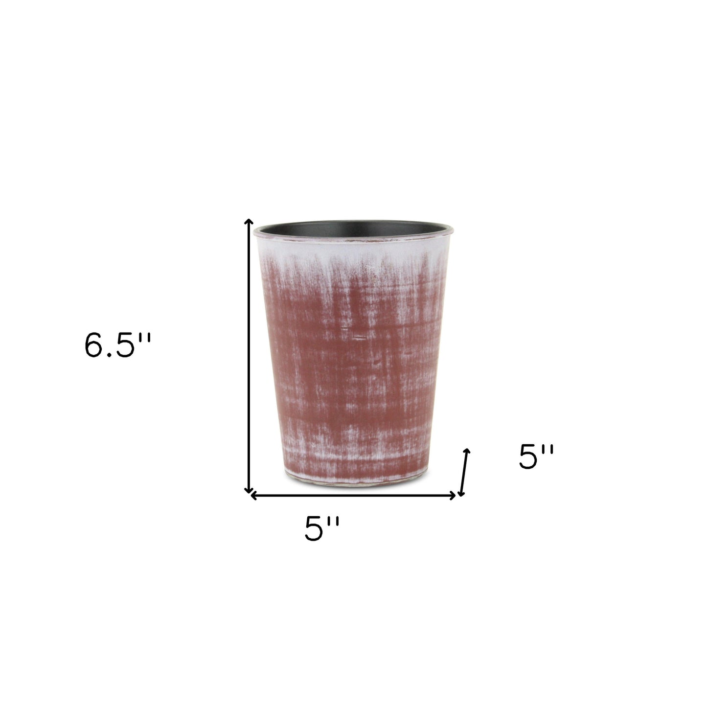 5" Brown and Ivory Textural Tone On Tone Recycled Plastic Indoor Outdoor Round Pot Planter
