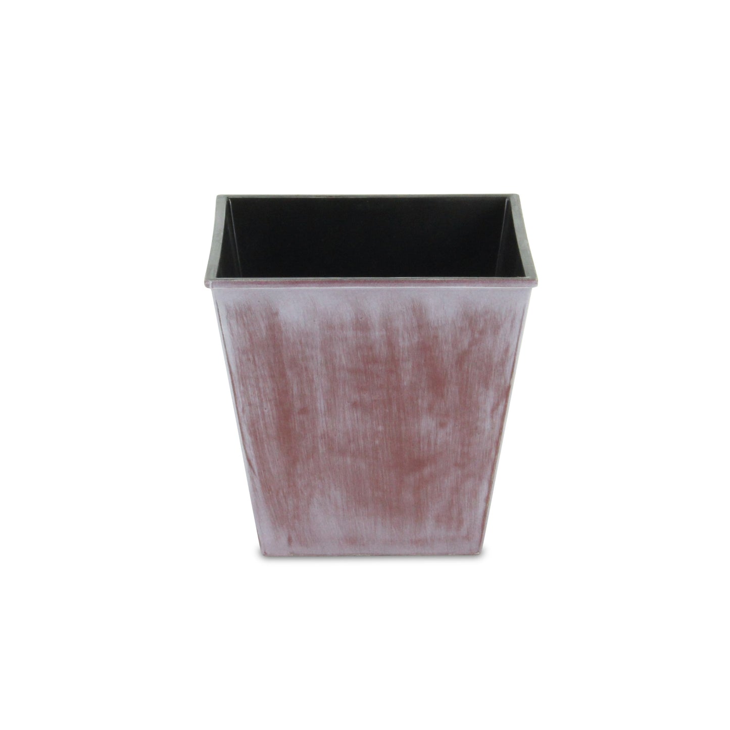 5" Brown and Off White Textural Tone On Tone Recycled Plastic Indoor Outdoor Square Pot Planter-1