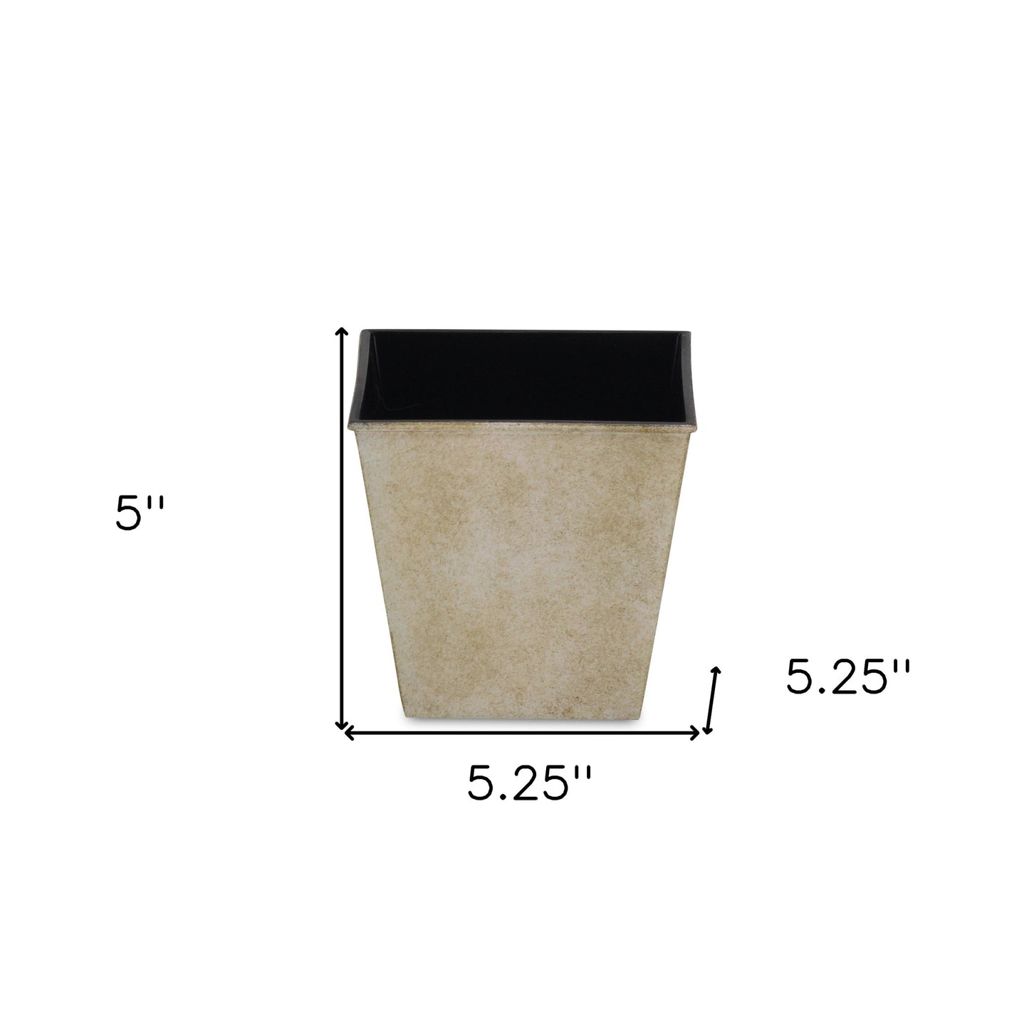 5" Cream Recycled Plastic Indoor Outdoor Square Pot Planter-4