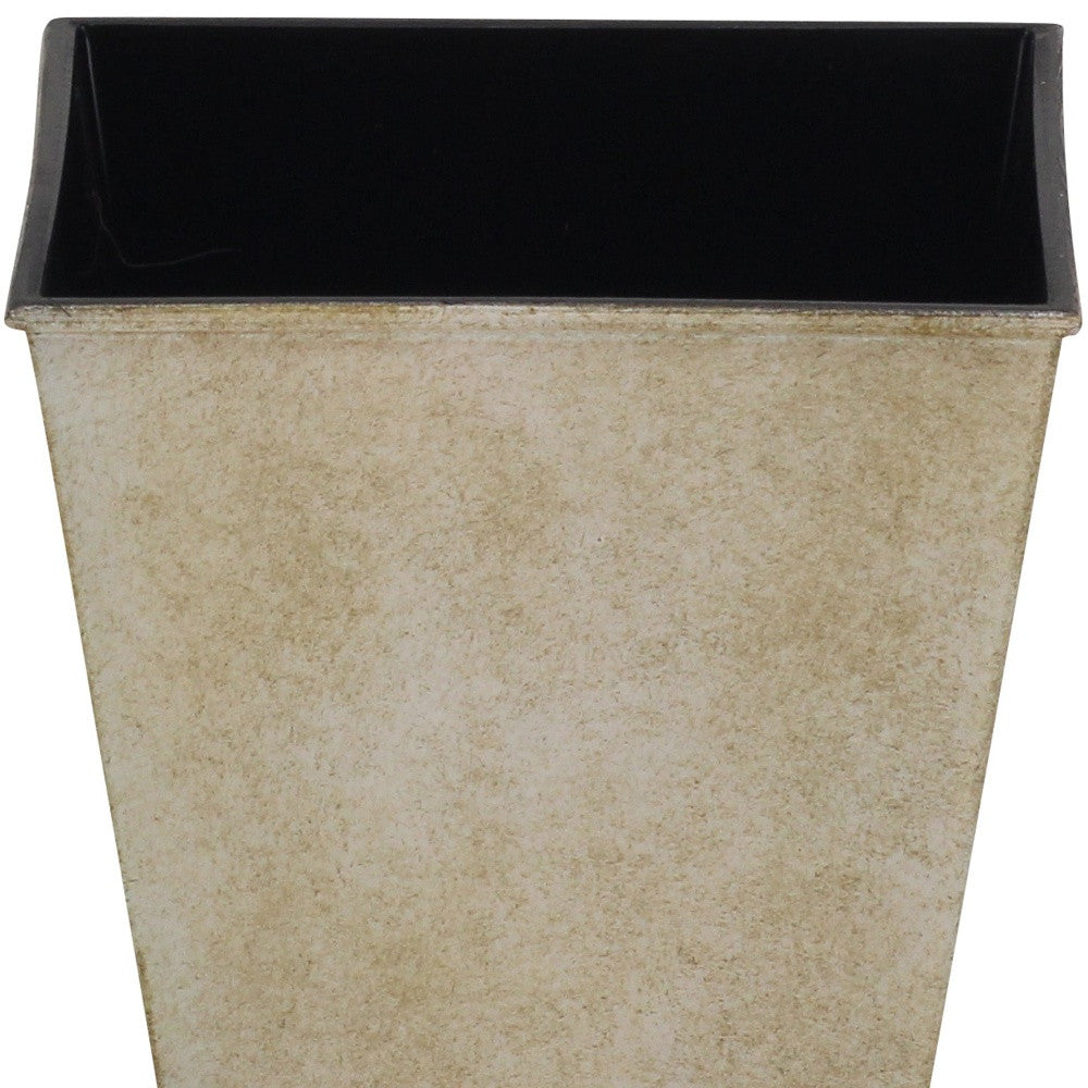 5" Cream Recycled Plastic Indoor Outdoor Square Pot Planter-3