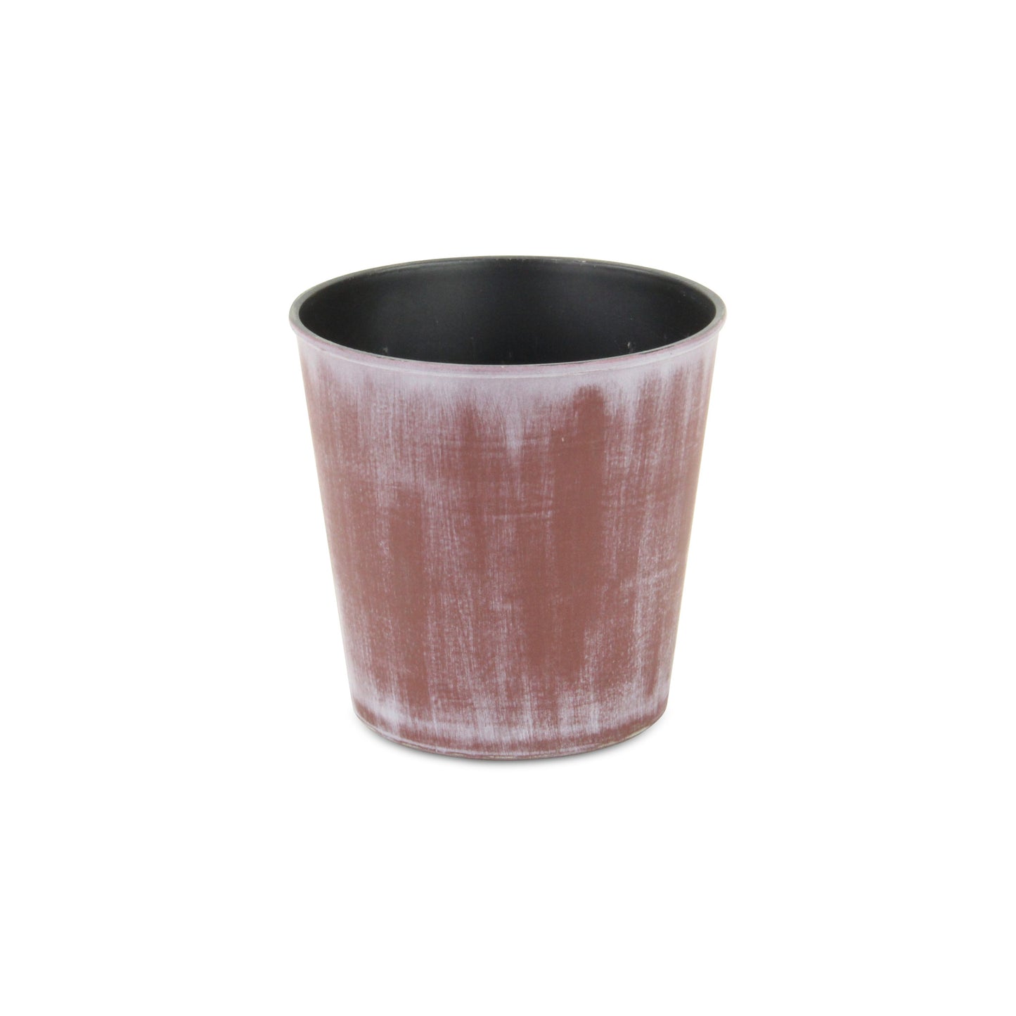 5" Brown and Off White Textural Tone On Tone Recycled Plastic Indoor Outdoor Round Pot Planter-1