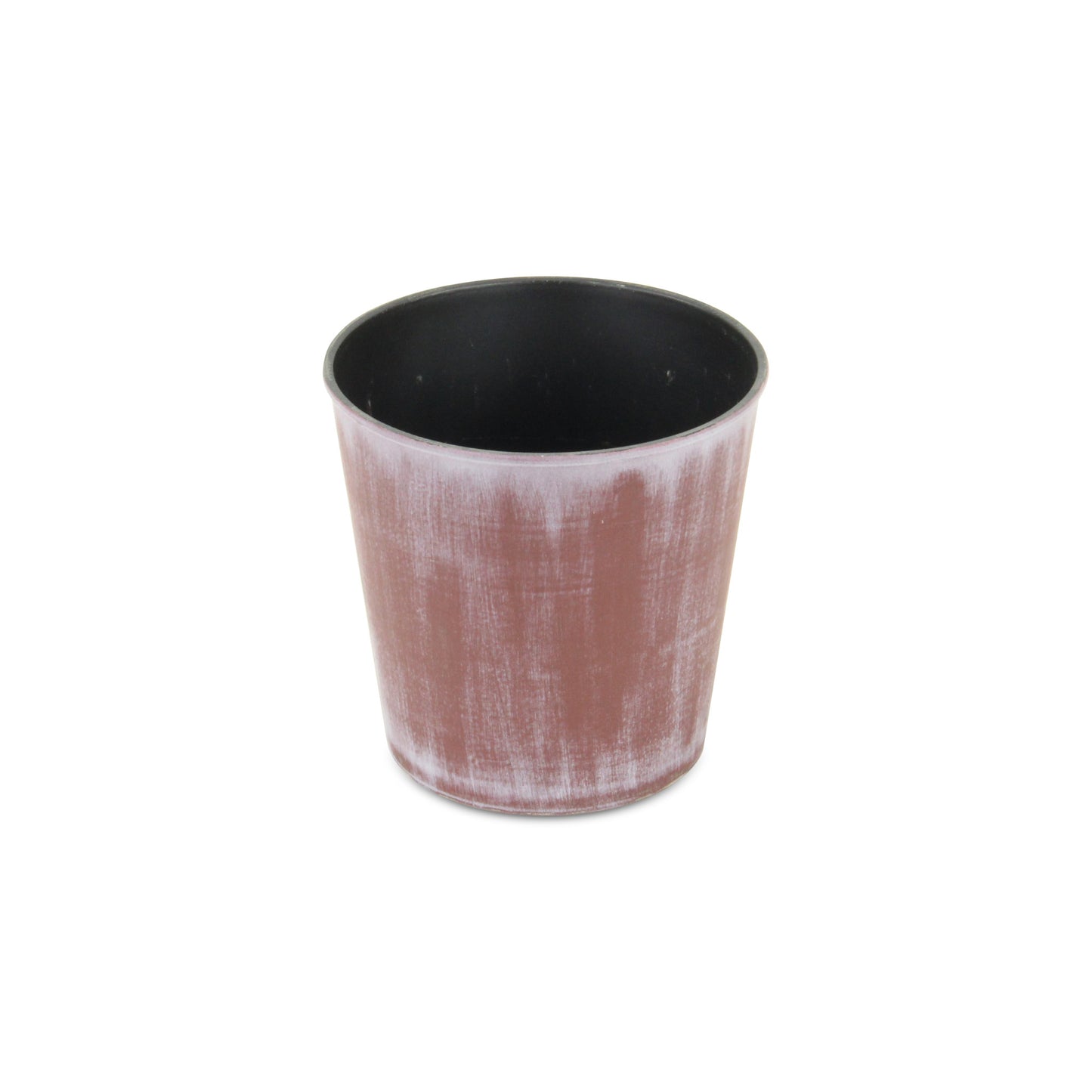 5" Brown and Off White Textural Tone On Tone Recycled Plastic Indoor Outdoor Round Pot Planter-3