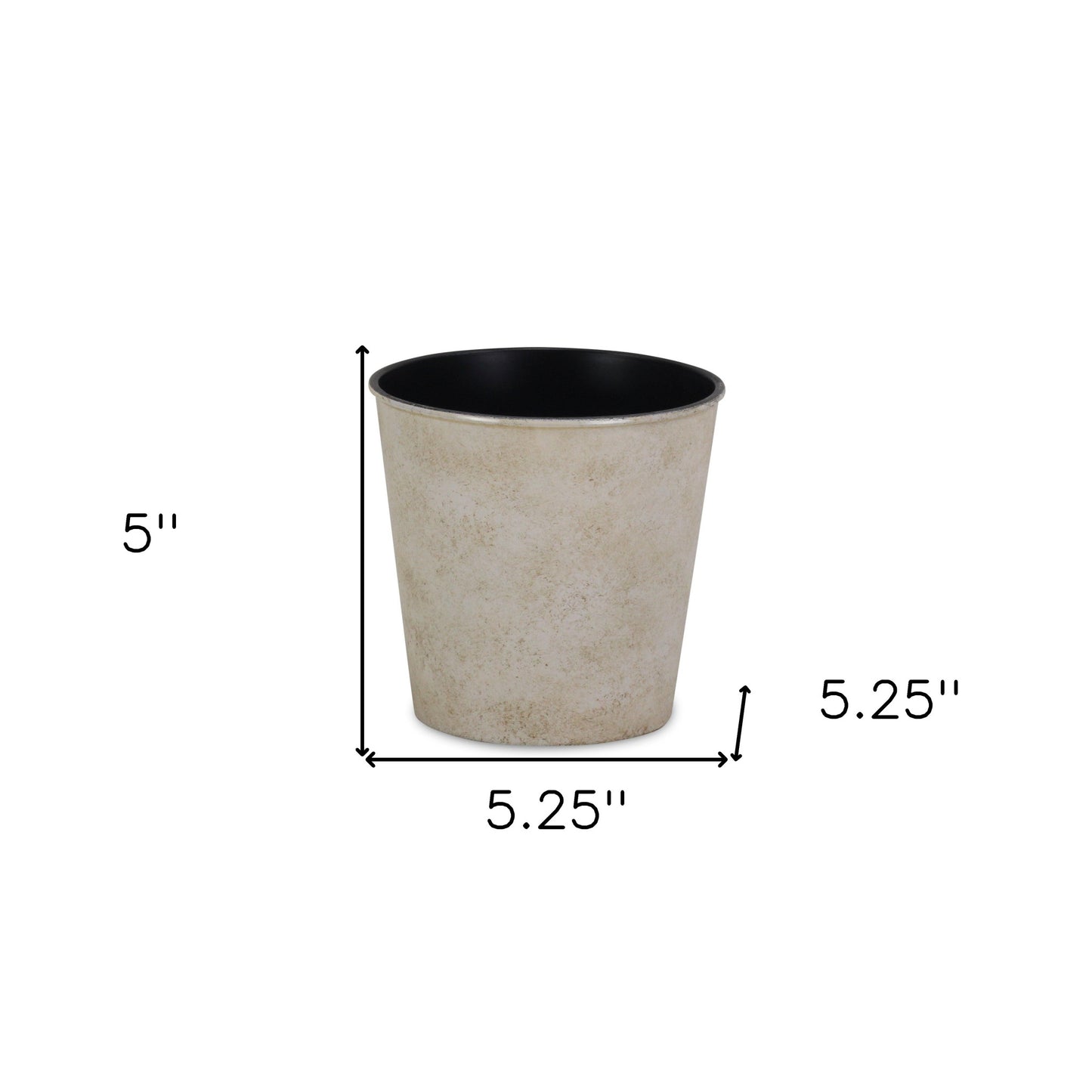 5" Cream Recycled Plastic Indoor Outdoor Round Pot Planter-4