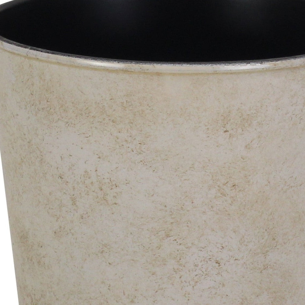 5" Cream Recycled Plastic Indoor Outdoor Round Pot Planter-2