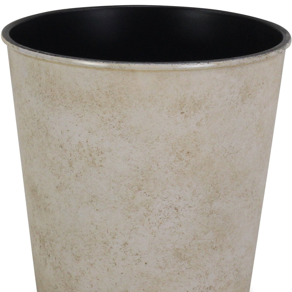 5" Cream Recycled Plastic Indoor Outdoor Round Pot Planter-3