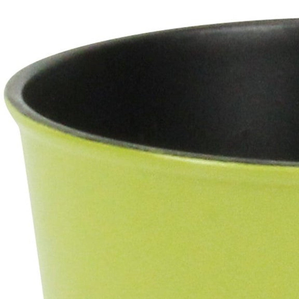 5" Lime Green Recycled Plastic Indoor Outdoor Round Pot Planter-3