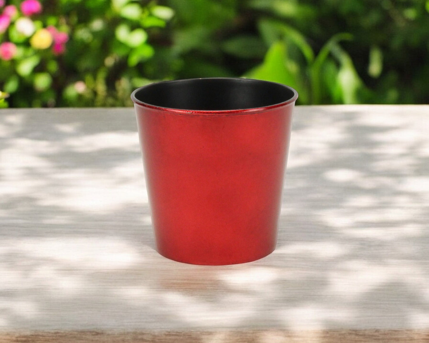 5" Red Recycled Plastic Indoor Outdoor Round Pot Planter-0