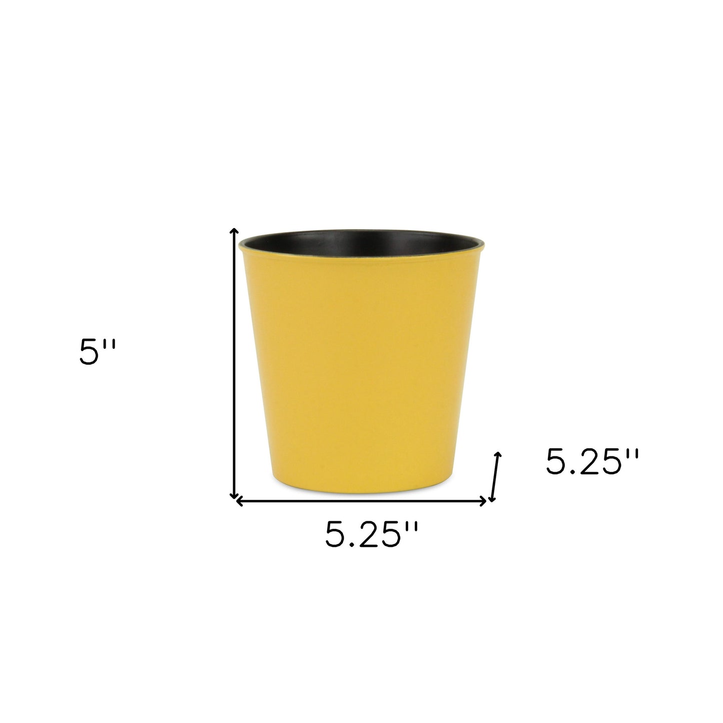 5" Yellow Recycled Plastic Indoor Outdoor Round Pot Planter-4
