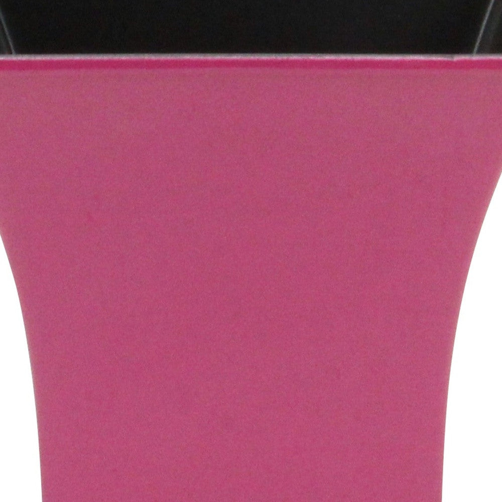 5" Hot Pink Recycled Plastic Indoor Outdoor Square Pot Planter-2