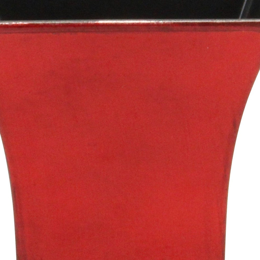 5" Red Recycled Plastic Indoor Outdoor Square Pot Planter-2