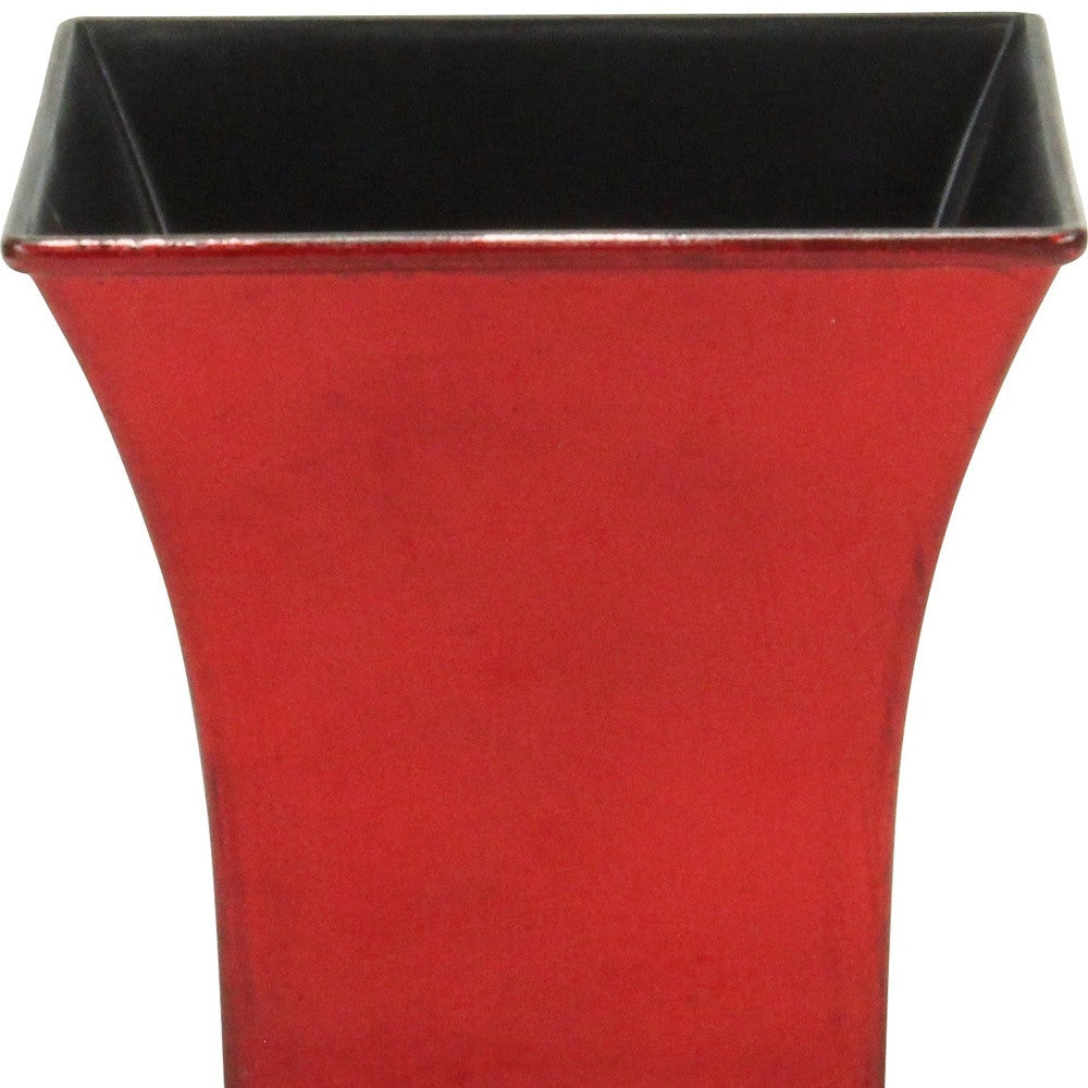 5" Red Recycled Plastic Indoor Outdoor Square Pot Planter-3