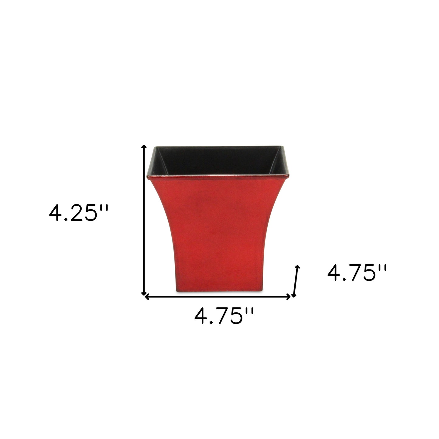 5" Red Recycled Plastic Indoor Outdoor Square Pot Planter-4