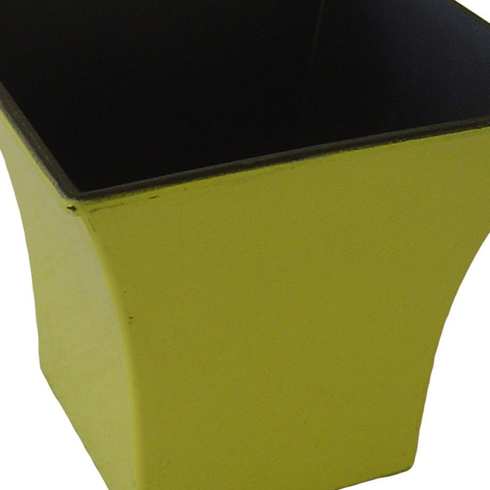 5" Yellow Recycled Plastic Indoor Outdoor Square Pot Planter-2