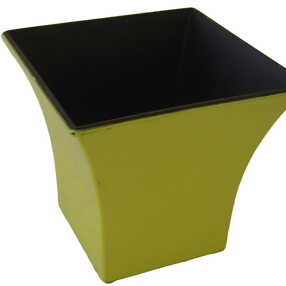 5" Yellow Recycled Plastic Indoor Outdoor Square Pot Planter-3