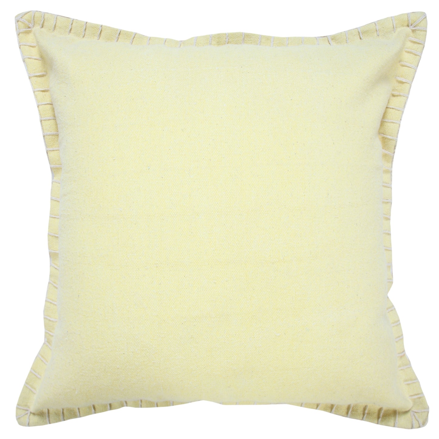 20" Light Yellow Cotton Throw Pillow