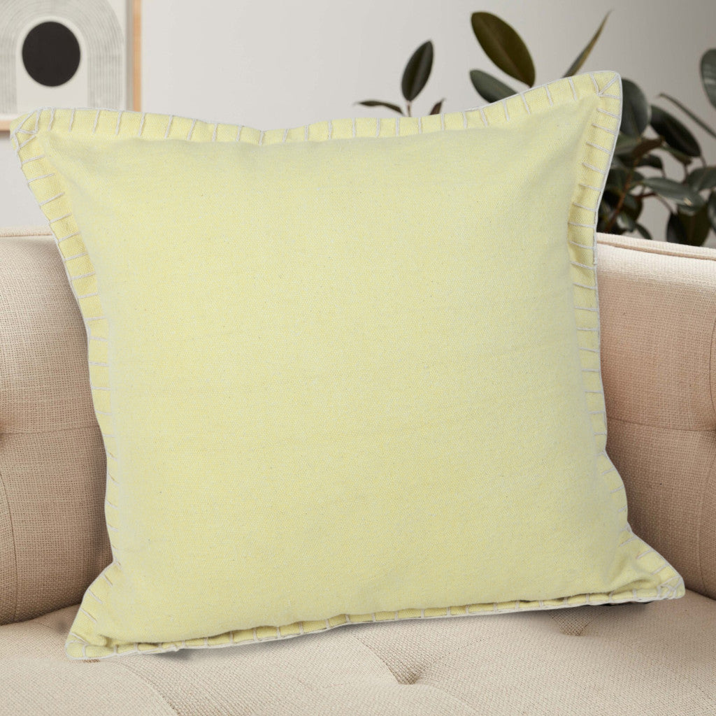 20" Light Yellow Cotton Throw Pillow