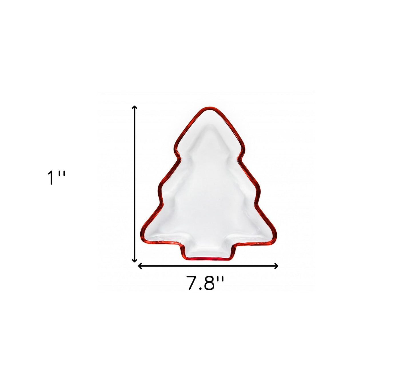 8" Red Christmas Tree Crystal Christmas Serving Tray