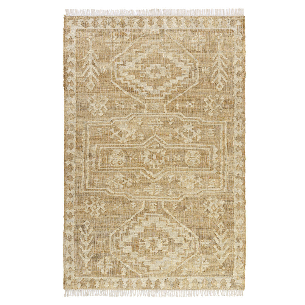 5' X 8' Brown Medallion Hand Woven Area Rug