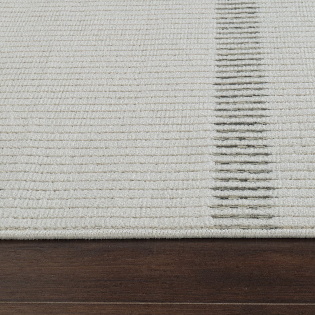 10' Cream and Beige Striped Distressed Indoor Outdoor Runner Rug