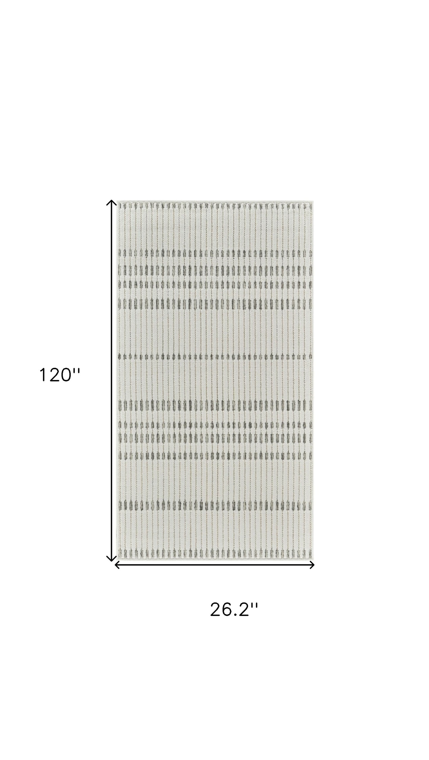 10' Cream and Beige Striped Distressed Indoor Outdoor Runner Rug