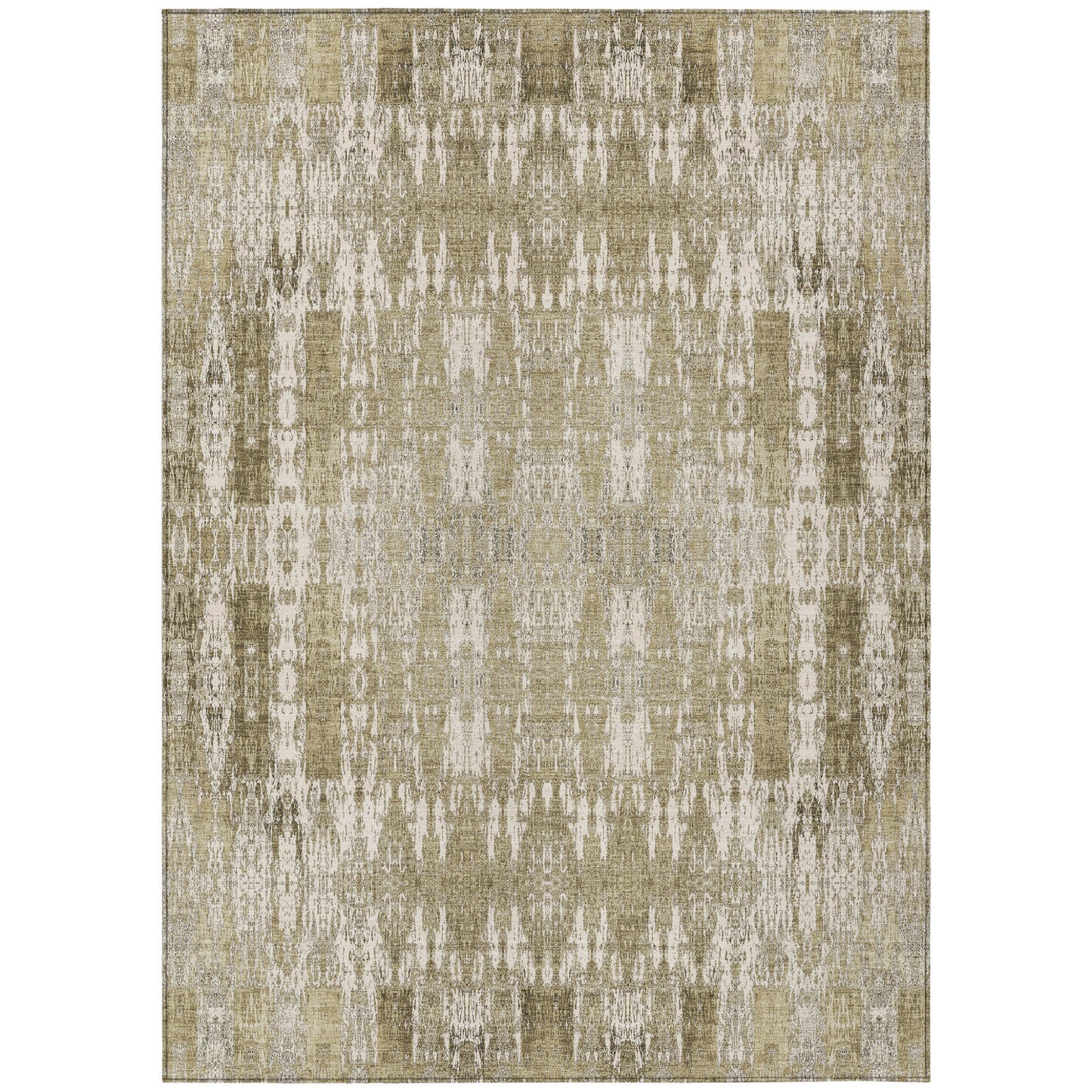 5' X 8' Beige Ivory And Tan Moroccan Washable Indoor Outdoor Area Rug