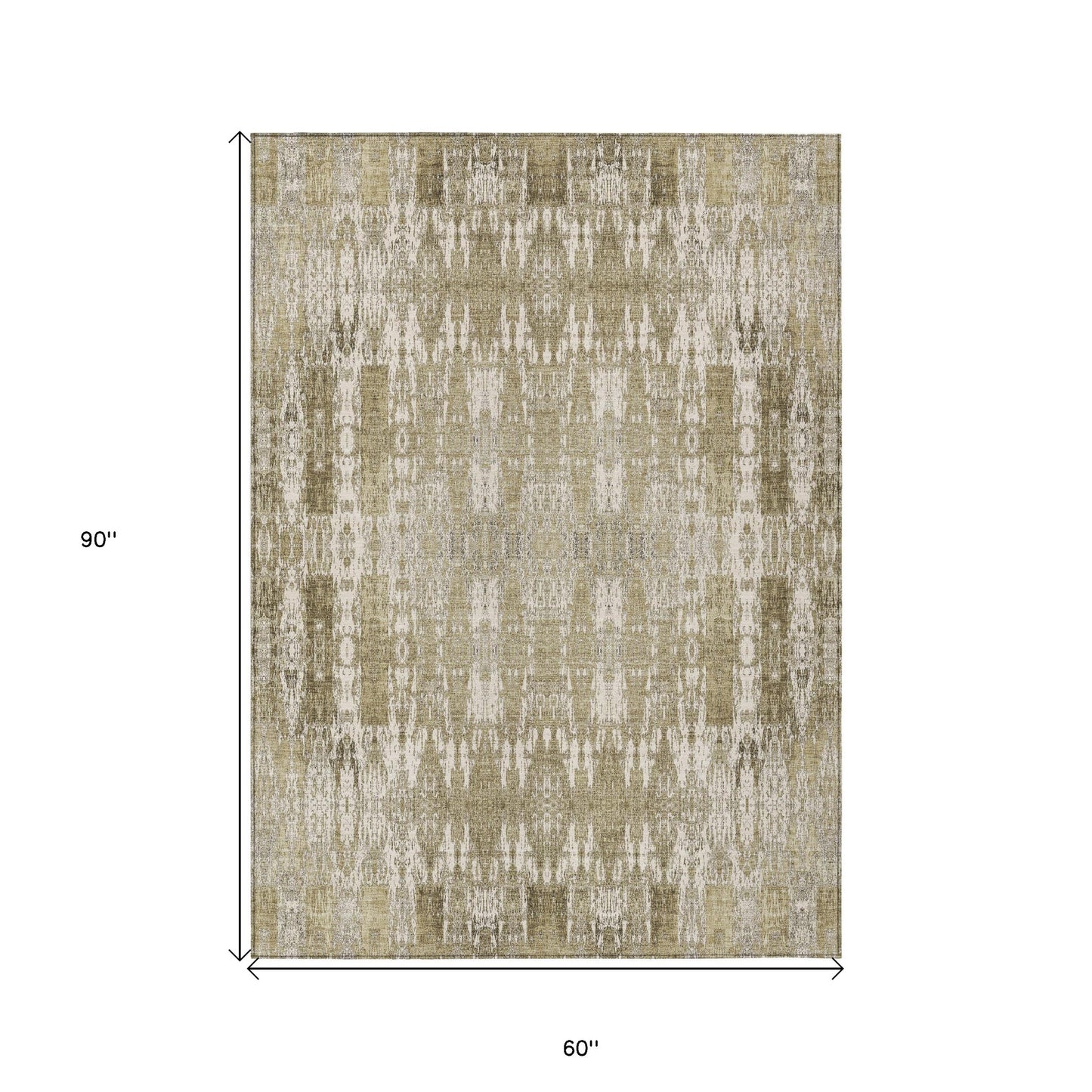 5' X 8' Beige Ivory And Tan Moroccan Washable Indoor Outdoor Area Rug