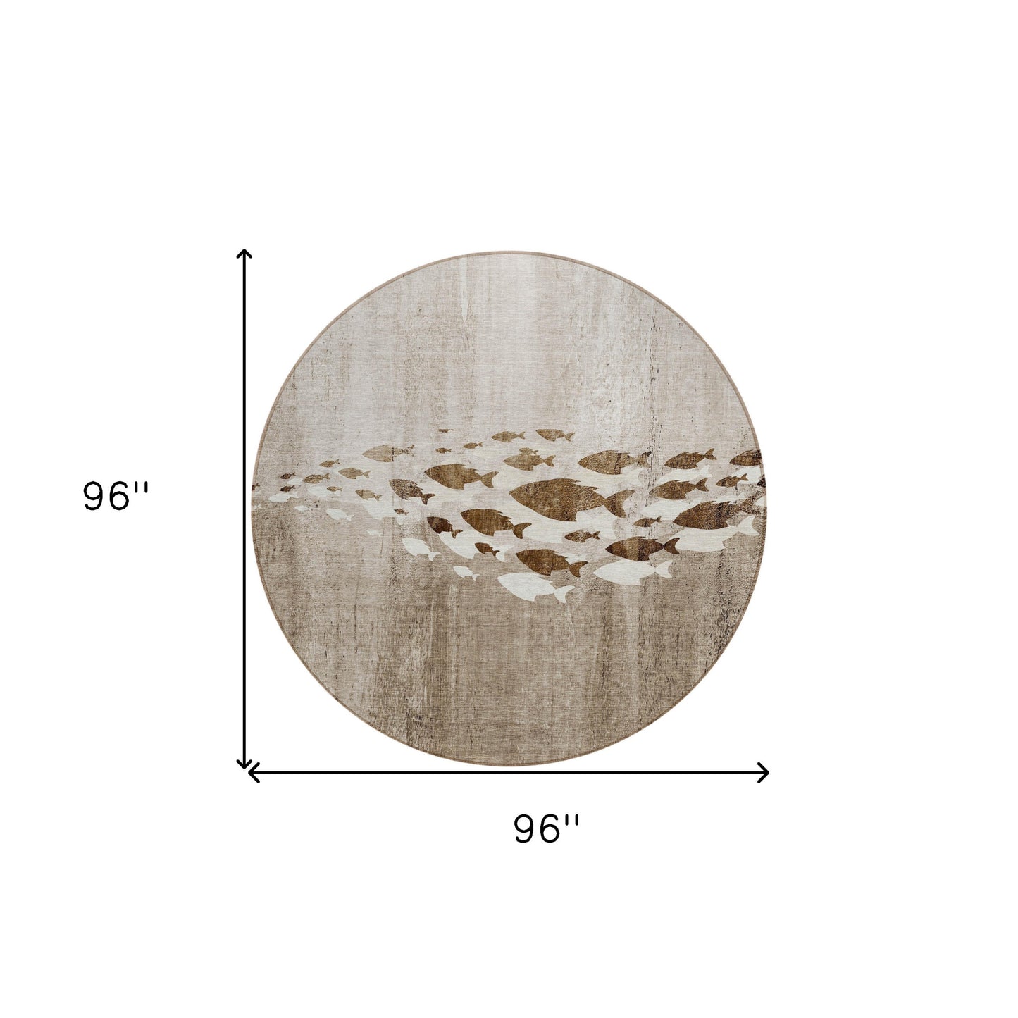 8' Taupe Brown And Khaki Round Nautical Washable Indoor Outdoor Area Rug
