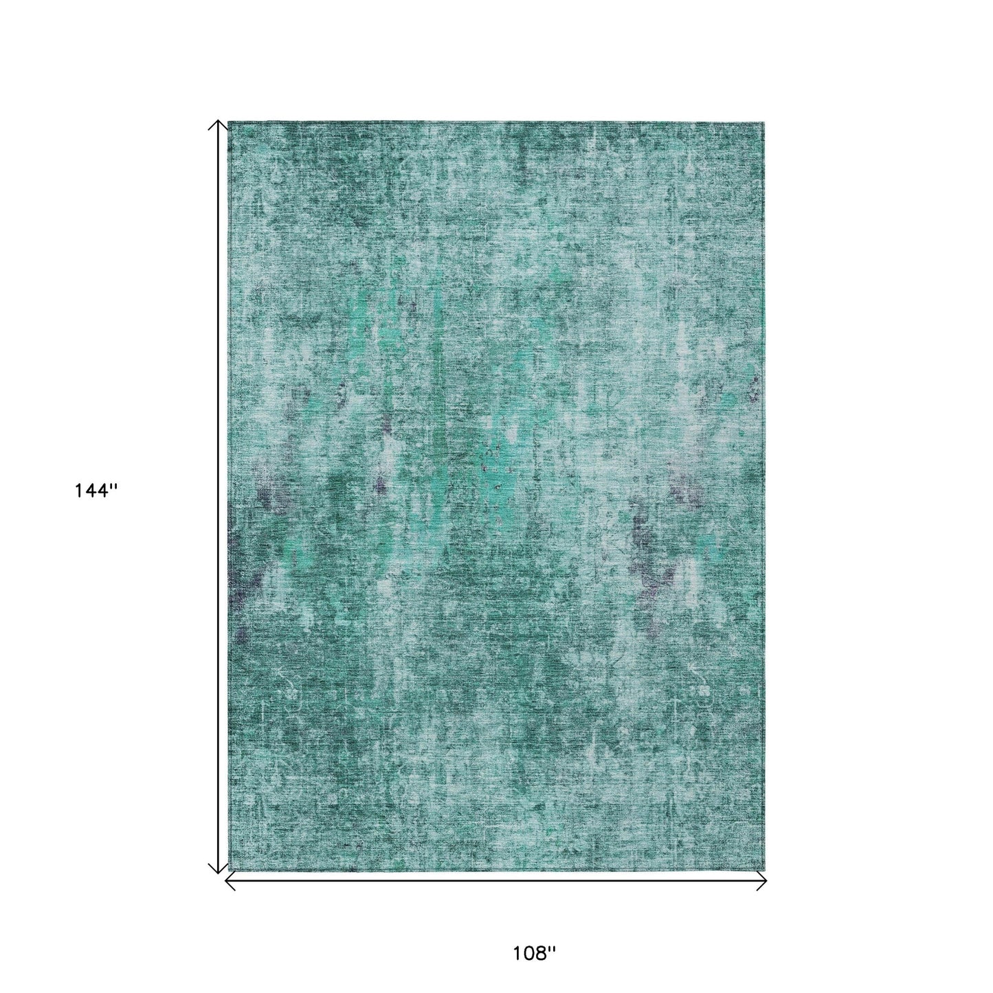 9' X 12' Teal Blue Green And Gray Abstract Washable Indoor Outdoor Area Rug