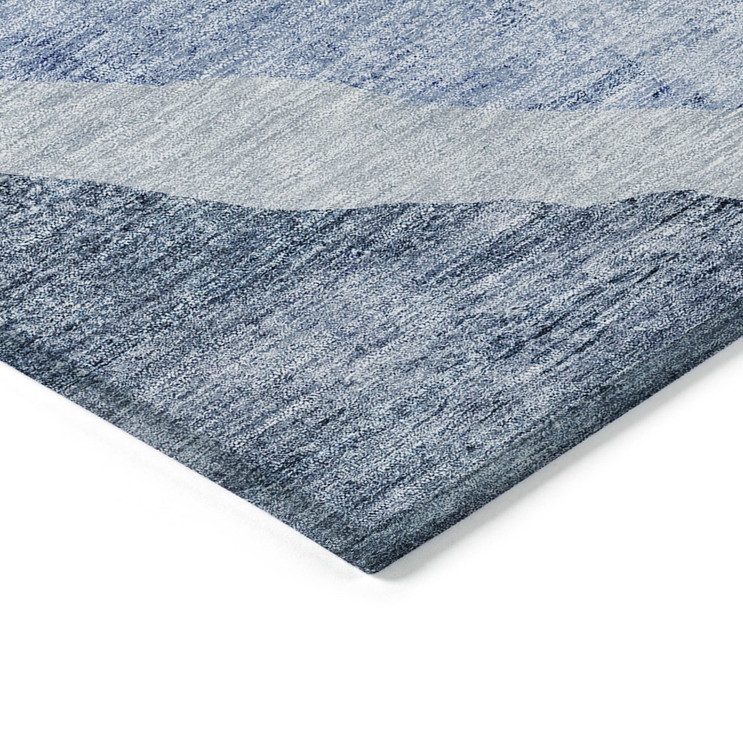 3' X 5' Navy Blue And Sky Blue Abstract Washable Indoor Outdoor Area Rug