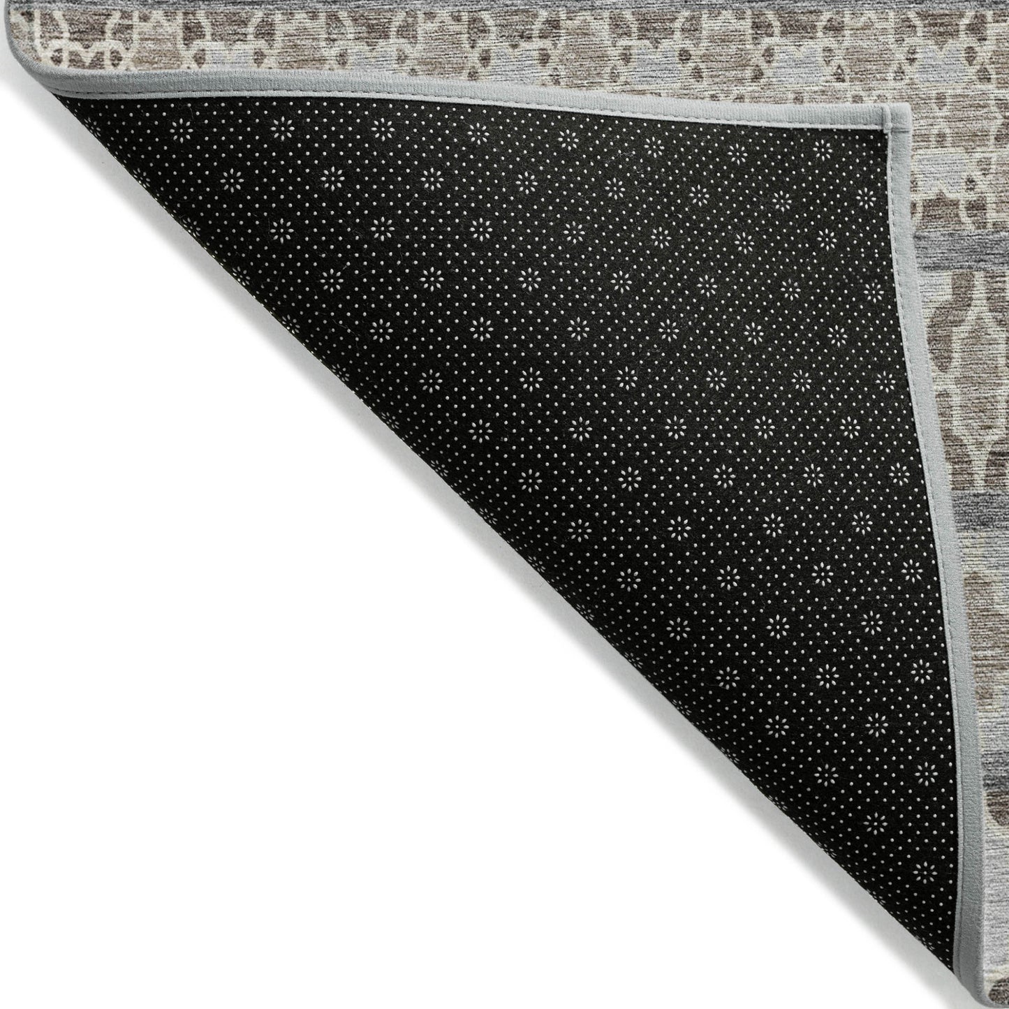 5' X 8' Taupe Beige And Gray Quatrefoil Washable Indoor Outdoor Area Rug