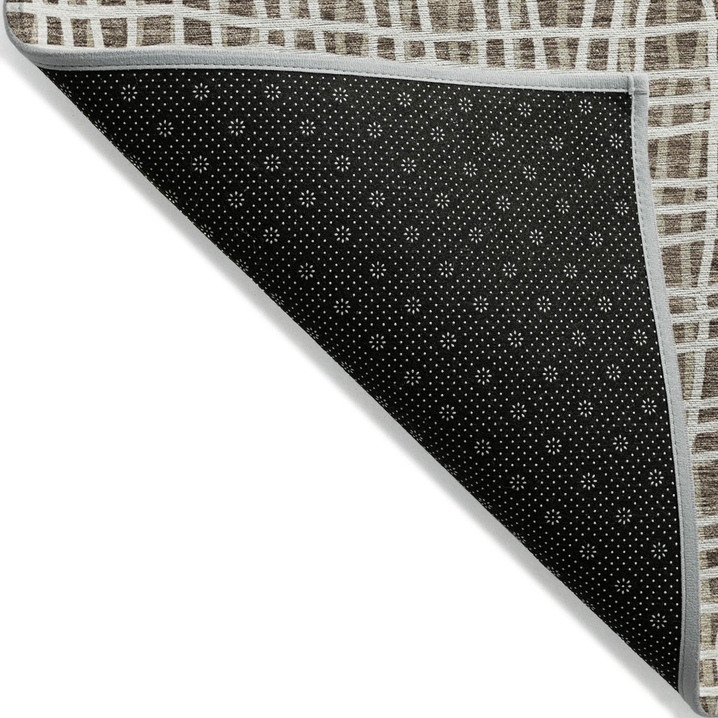 8' Brown Beige And Ivory Round Striped Washable Indoor Outdoor Area Rug