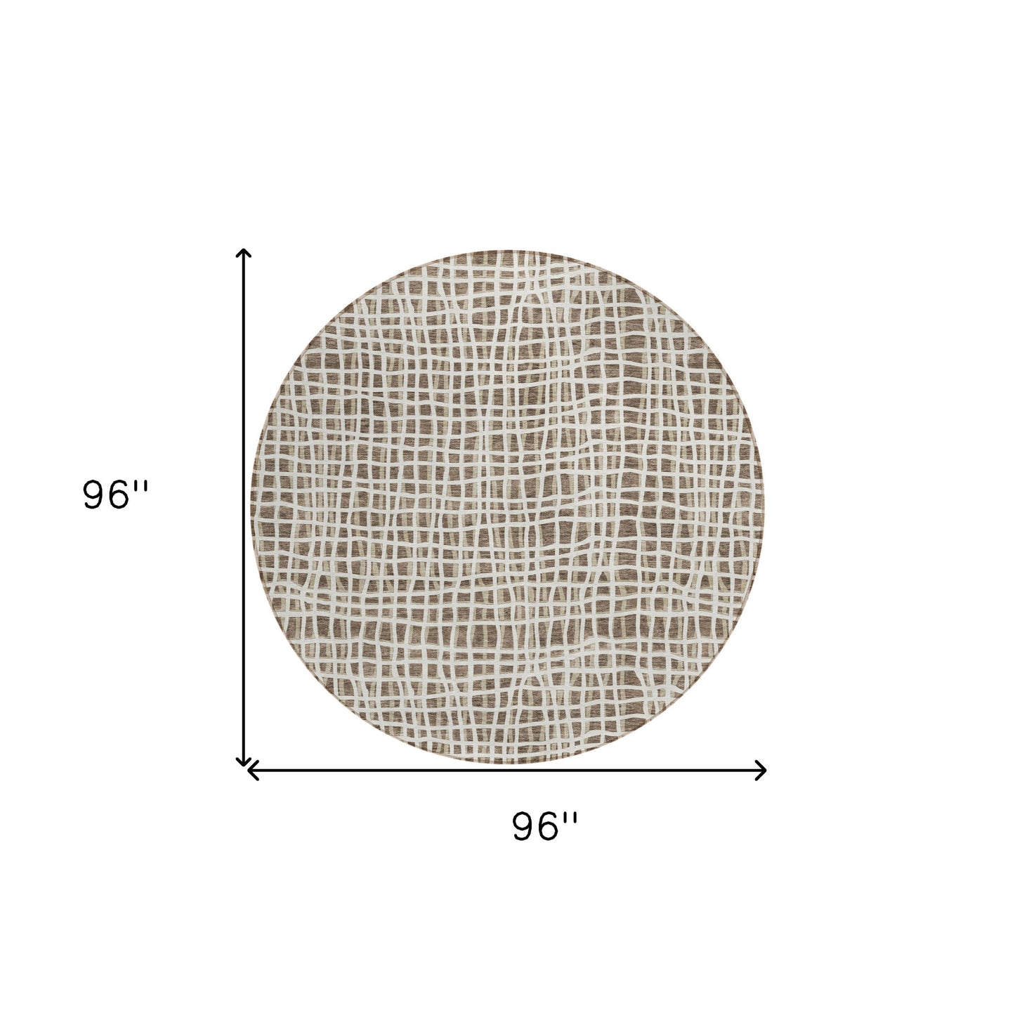 8' Brown Beige And Ivory Round Striped Washable Indoor Outdoor Area Rug