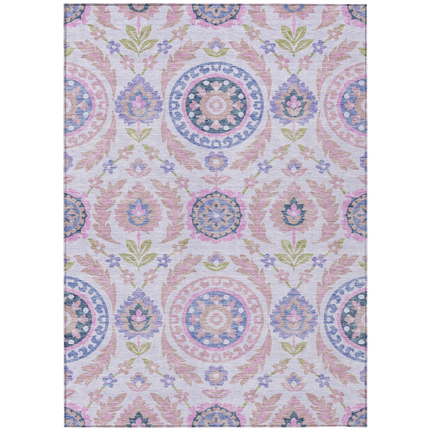 8' X 10' Blush Lavender And Purple Floral Washable Indoor Outdoor Area Rug