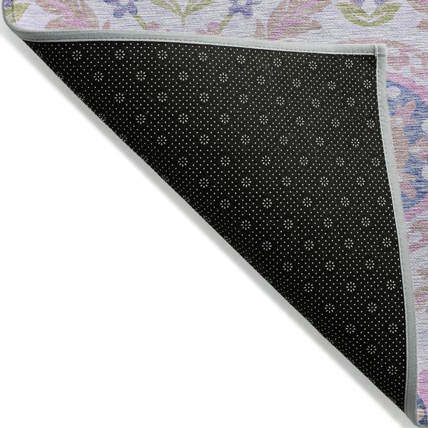 8' X 10' Blush Lavender And Purple Floral Washable Indoor Outdoor Area Rug