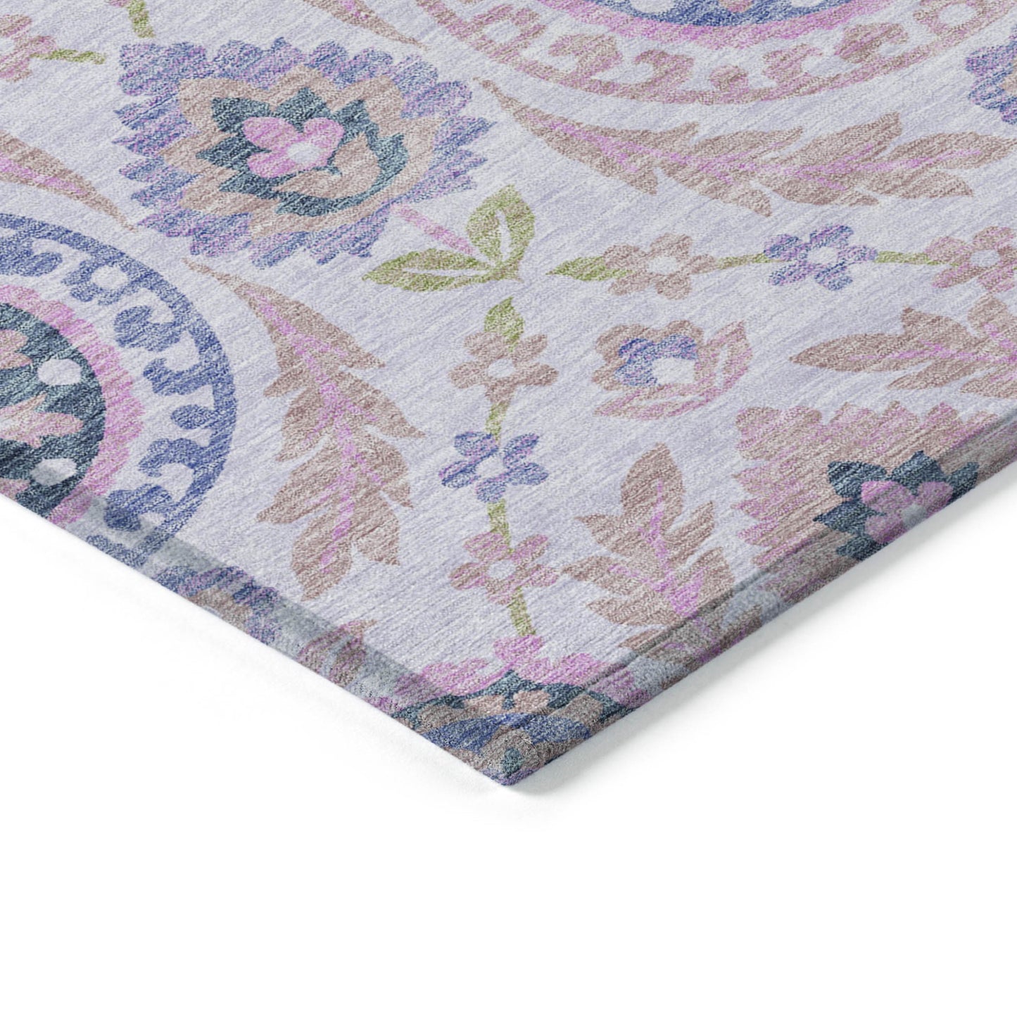 8' X 10' Blush Lavender And Purple Floral Washable Indoor Outdoor Area Rug