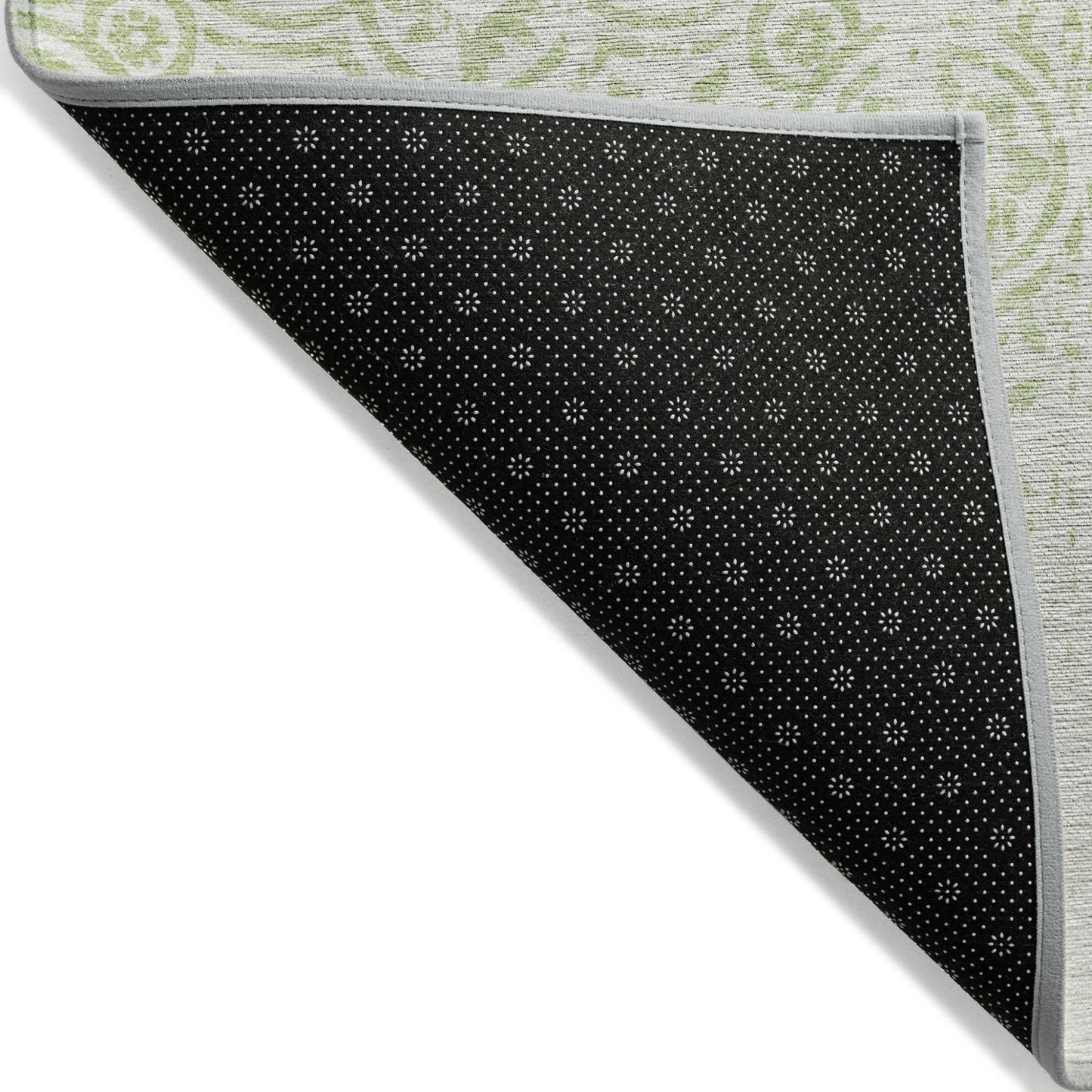 3' X 5' Artichoke Green And Ivory Medallion Washable Indoor Outdoor Area Rug