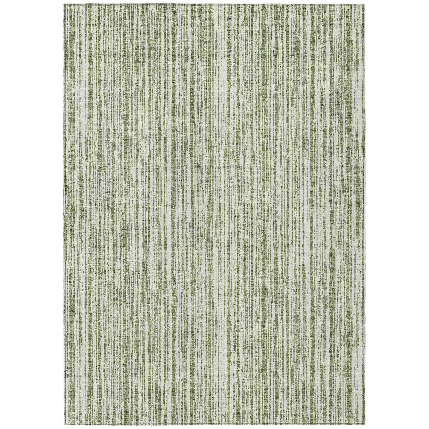 10' X 14' Green And Ivory Striped Washable Indoor Outdoor Area Rug