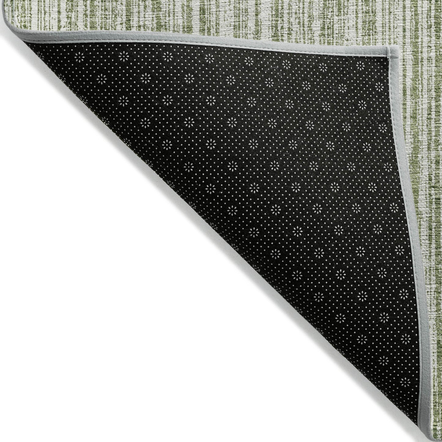 10' X 14' Green And Ivory Striped Washable Indoor Outdoor Area Rug