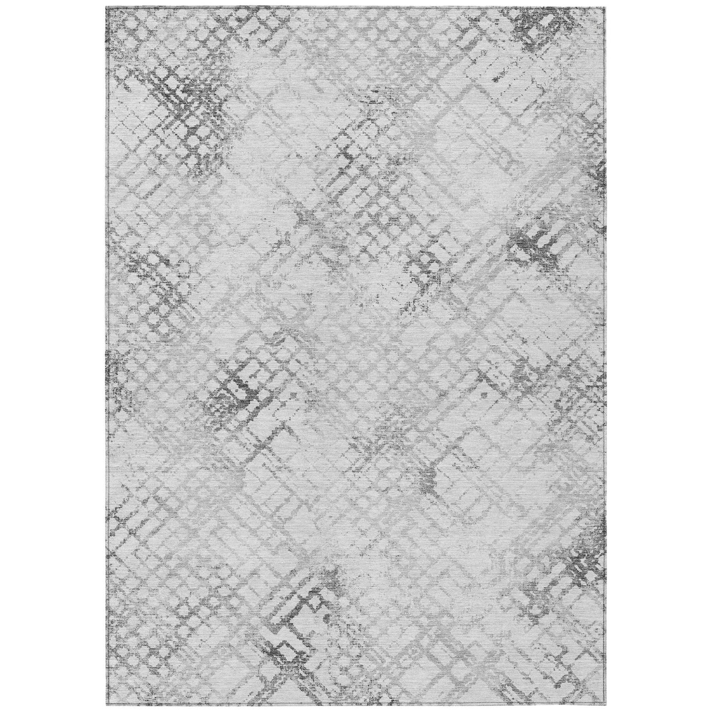 8' X 10' Gray Charcoal And Silver Geometric Washable Indoor Outdoor Area Rug