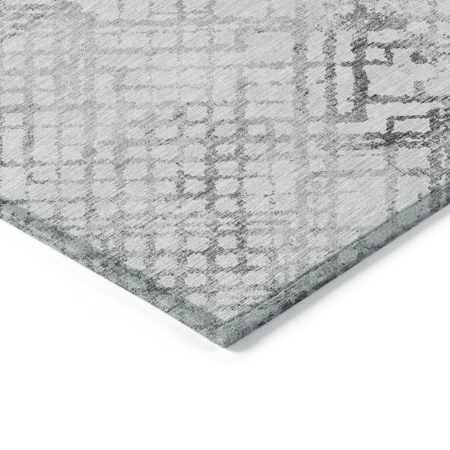 8' X 10' Gray Charcoal And Silver Geometric Washable Indoor Outdoor Area Rug
