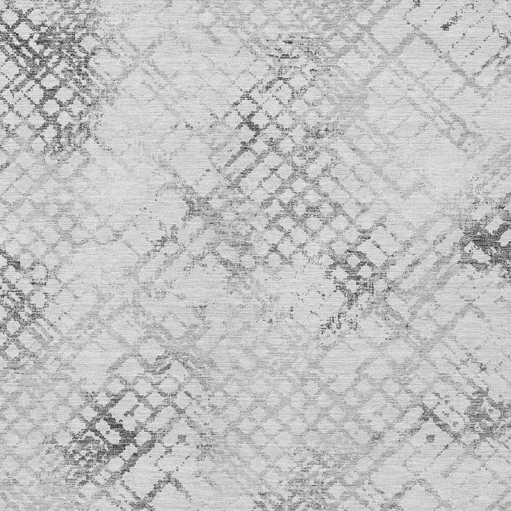 8' X 10' Gray Charcoal And Silver Geometric Washable Indoor Outdoor Area Rug