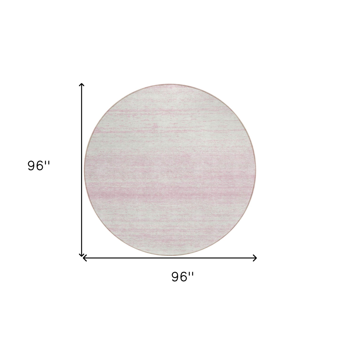 8' Pink And Ivory Round Striped Washable Indoor Outdoor Area Rug