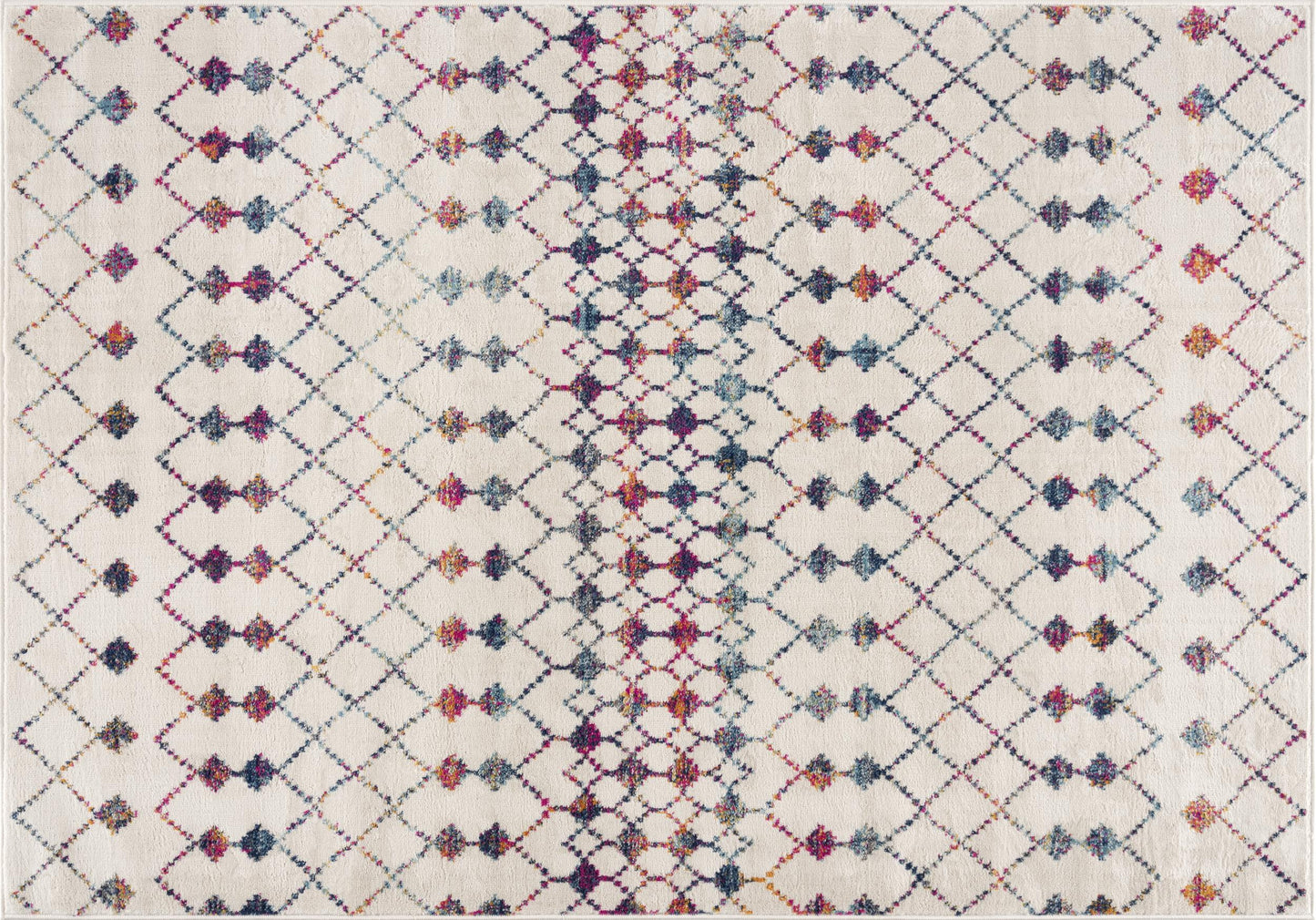 2' X 2' Beige Blue And Pink Geometric Square Rug