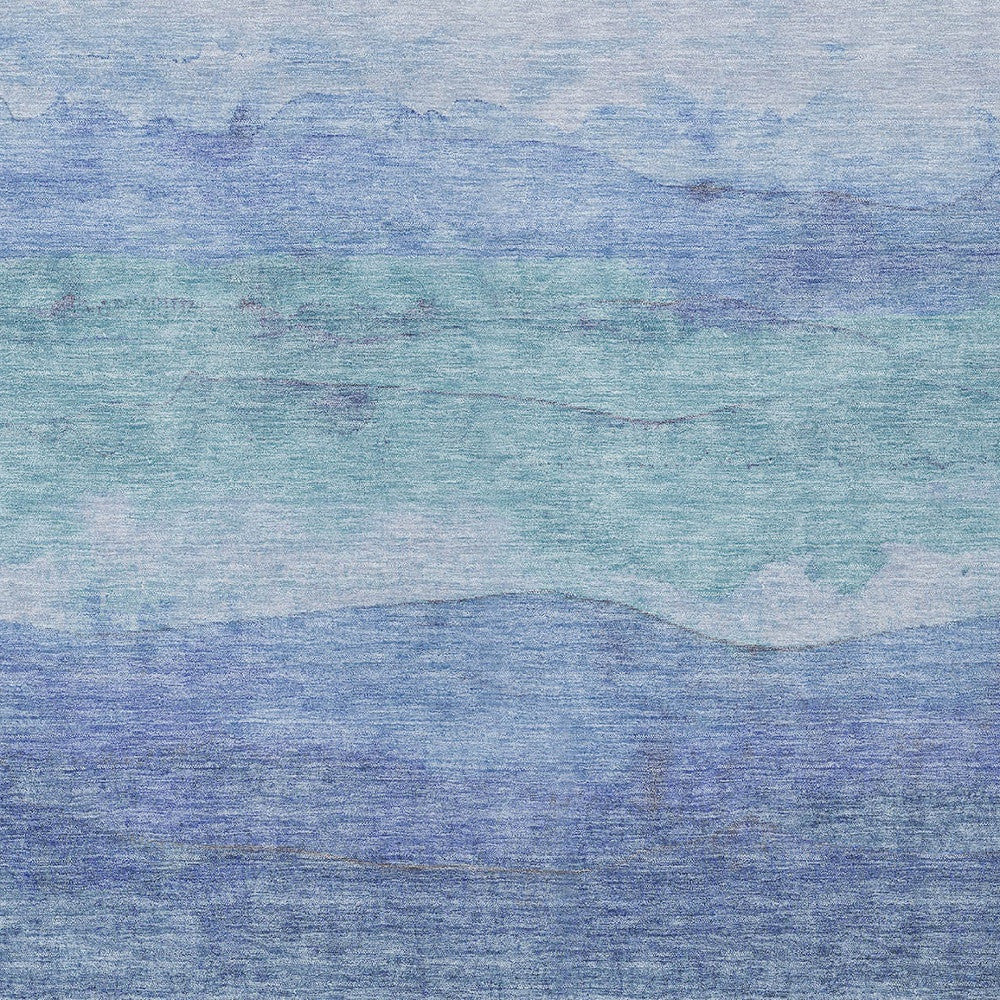5' X 8' Blue Teal Blue And Sky Blue Abstract Washable Indoor Outdoor Area Rug