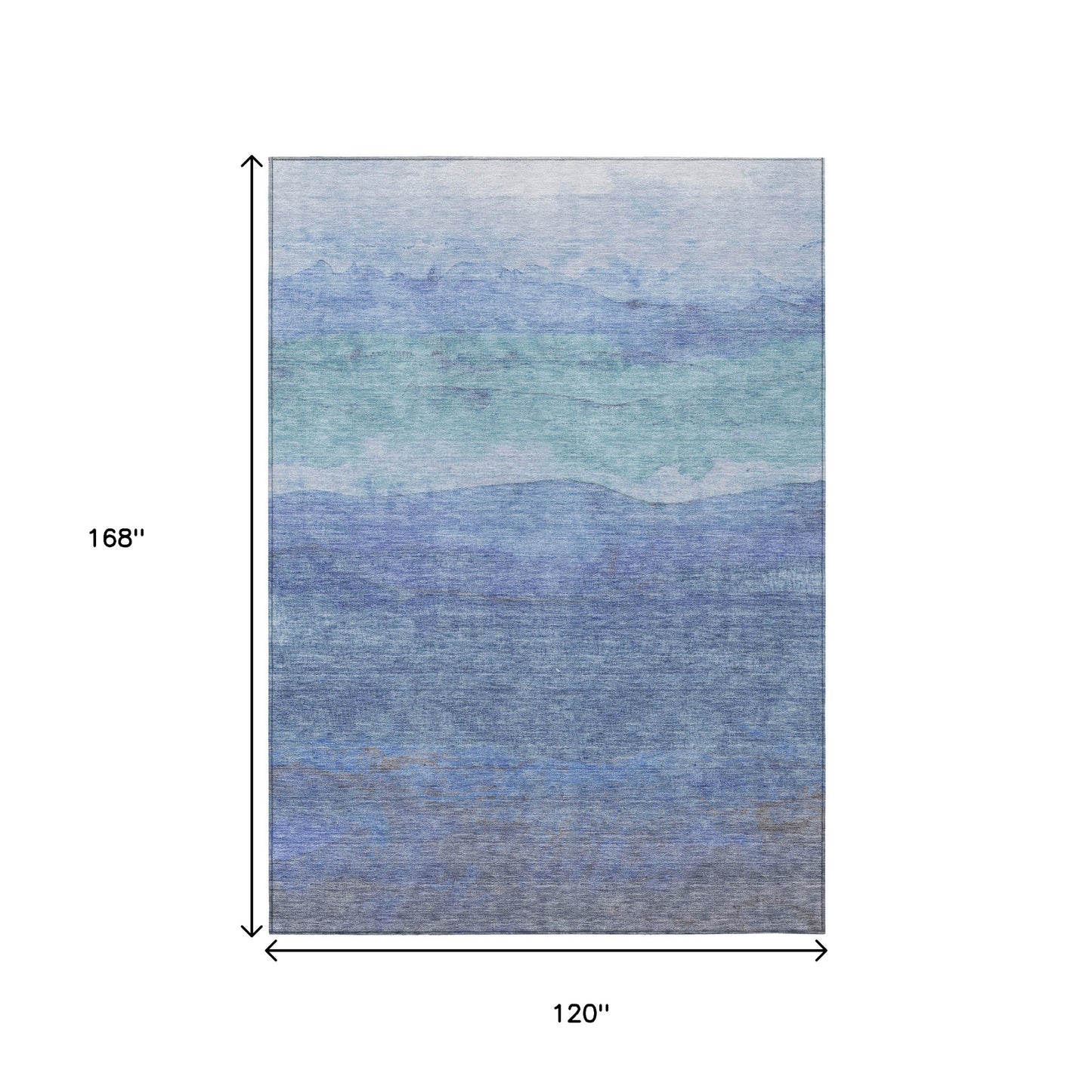 10' X 14' Blue Teal Blue And Sky Blue Abstract Washable Indoor Outdoor Area Rug