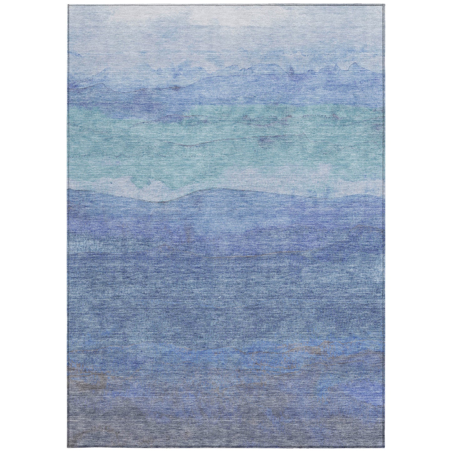 10' X 14' Blue Teal Blue And Sky Blue Abstract Washable Indoor Outdoor Area Rug